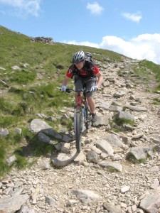 Peter descending the boulders on Cadair Idris.                       